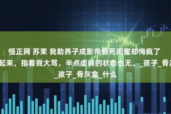 恒正网 苏茉 我助养子成影帝假死闺蜜却悔疯了 段欢惊坐起来，指着我大骂，半点虚弱的状态也无。_孩子_骨灰盒_什么