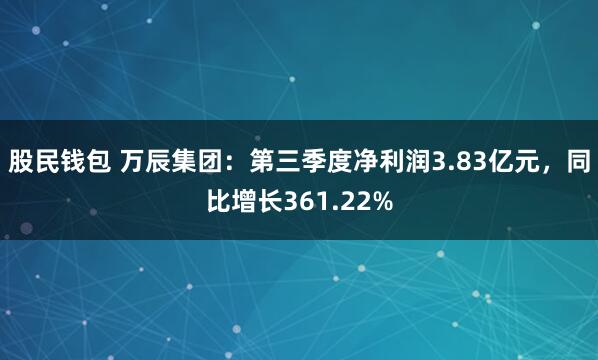 股民钱包 万辰集团：第三季度净利润3.83亿元，同比增长361.22%
