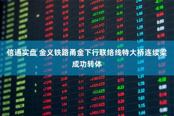 信通实盘 金义铁路甬金下行联络线特大桥连续梁成功转体